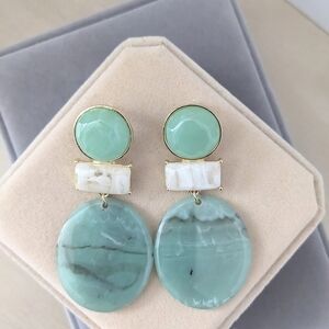 Mint and Gold Drop Earrings